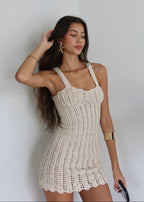 Isla - Crochet Knit Bodycon Mini Dress