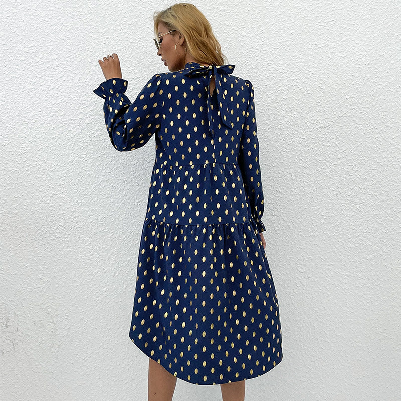 Ayza Metallic Detailed Babydoll Dress Navy