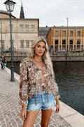V-Neck Flowered Women's Bohemian Dokotoo Top