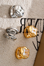 Fashionable Shell Light Luxury Metal Button Earrings