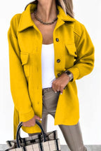 Solid color shirt and loose woolen coat