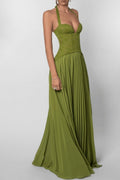 Low Cut Halter Bodycon Vacation Dress