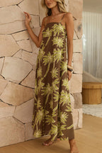 Coconut Tree Print Sleeveless Camisole Casual Vacation Maxi Dress
