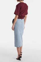 Vintage Ruched Rose Denim Skirt