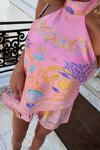 Chic Ethnic Print Halter Loose Two Piece Set