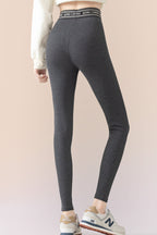 Ribbed Cotton Fleece Lined Slim Fit Ankle Length Leggings