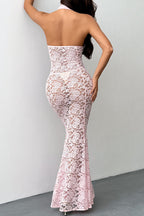 Cutout Halter Lace Slim Bodycon Floral Dress