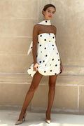 Chic Strapless Polka Dot Work Dress