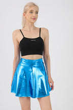 High Waist Solid Color Glossy Performance Skirt