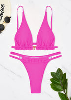 Rosé Glow - One-Piece Swimsuit with Ruffle Trim & Gold Charm