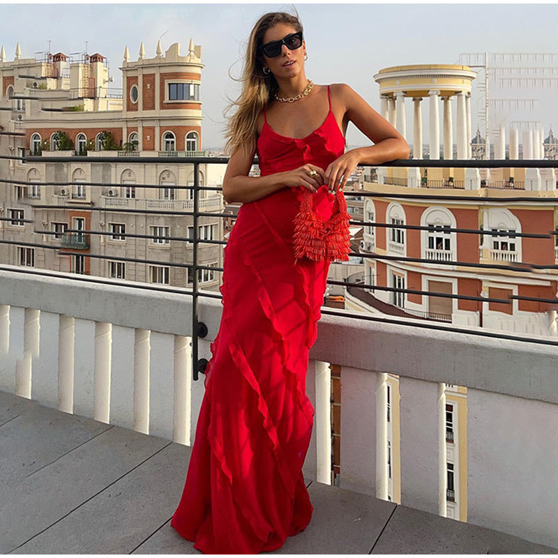 Belinda Aesthetic Long Dress with Ruffles Elevated Occasion Wear