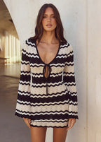 Zahara - Crochet Wave Knit Mini Dress