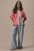 Striped V-neck Colorblock Knit Sweater
