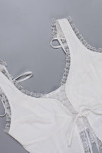 Sexy Lace Trim Backless Tie Crop Top