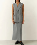 Gray Loose Sleeveless Long Office Two Piece Set
