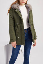 Hooded winter warm fleece coat with cotton padded jacket