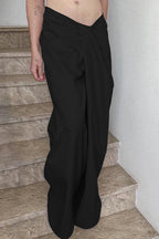 Asymmetrical Twist Solid Wide Leg Pants