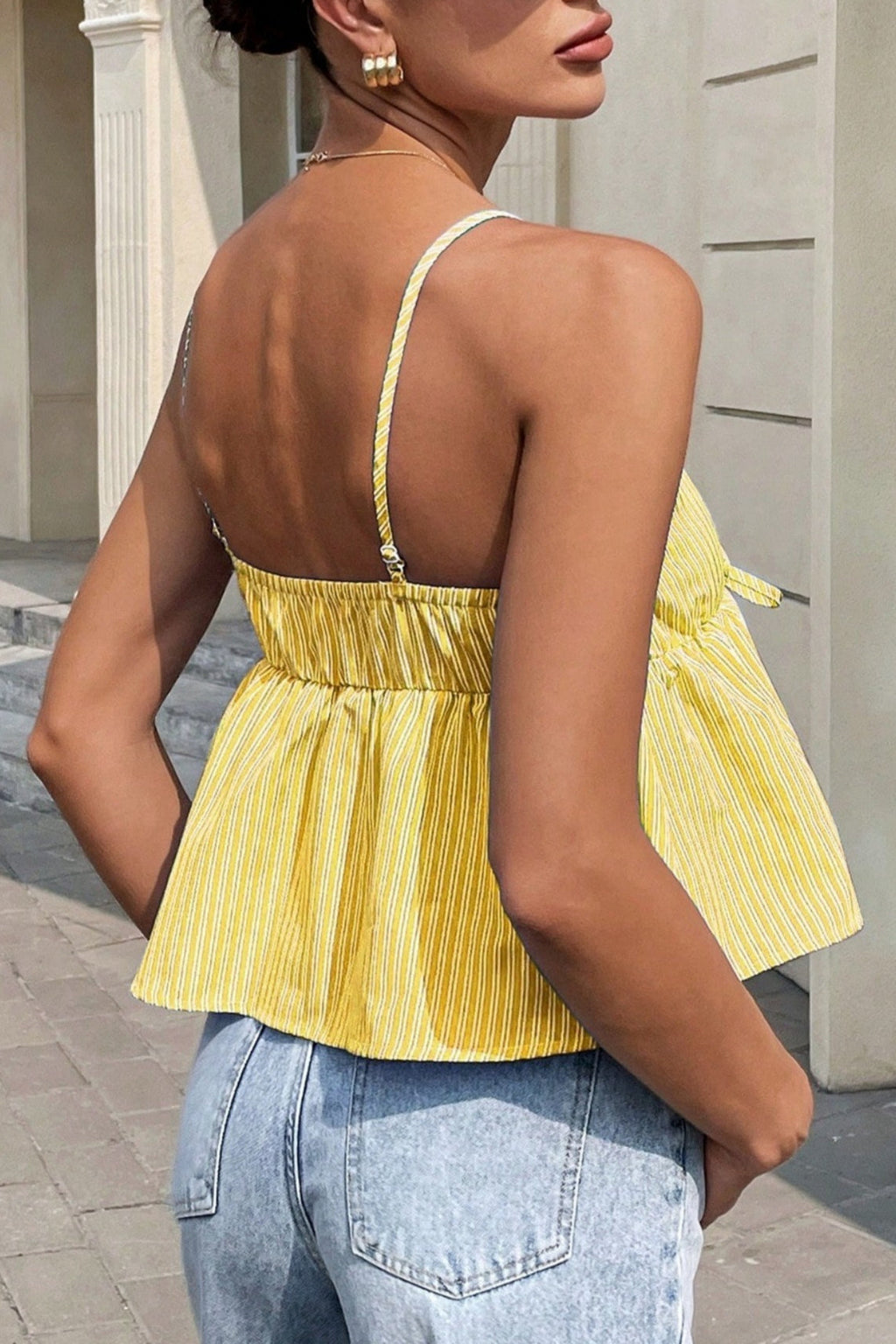 Striped Tie Up Sexy Cami Top