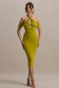 Sexy Backless Halter Bodycon Midi Dress