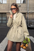 Belted Cinched Waist Loose Versatile Coat
