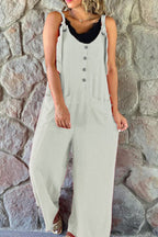 Cassie Button Patch Pocket Suspender Wide Leg Jumpsuit
