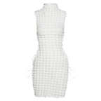 Sleeveless high neck lace up side mini dress