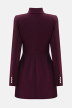 Elegant Long-sleeved Hollowed-out Button-down Slim-fit Mini Dress
