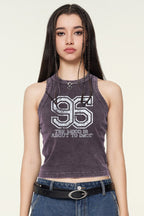 Washed Digital Print Crop Tank Top