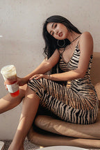 Sexy Animal Print V Neck Maxi Dress
