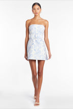 Strapless Belted Bodycon Mini Floral Dress