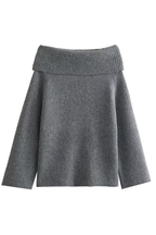 Sexy Slim Fit Solid Color Pullover Sweater with Off-shoulder Neckline
