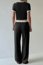 Colorblock Layering Tank Top Wide Leg Pants Set
