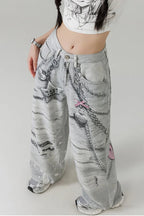 Metal Love Chain Straight Leg Jeans