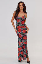 V Neck Floral Slip Dress