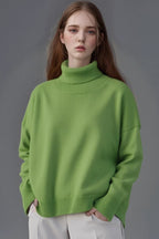 Solid High Neck Loose Knit Sweater