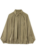 Fashion Lapel Loose Puff Long Sleeve Casual Zipper Jacket