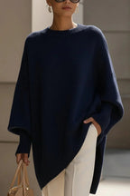 Solid Color Round Neck Long-sleeved Casual Loose Knit Sweater