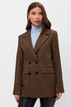 Casual Tweed Houndstooth Blazer