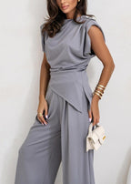 Nova Asymmetric Drape Pants Set