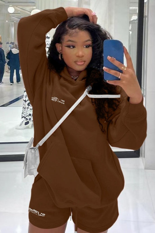 Pullover Hoodie Shorts Activewear Set