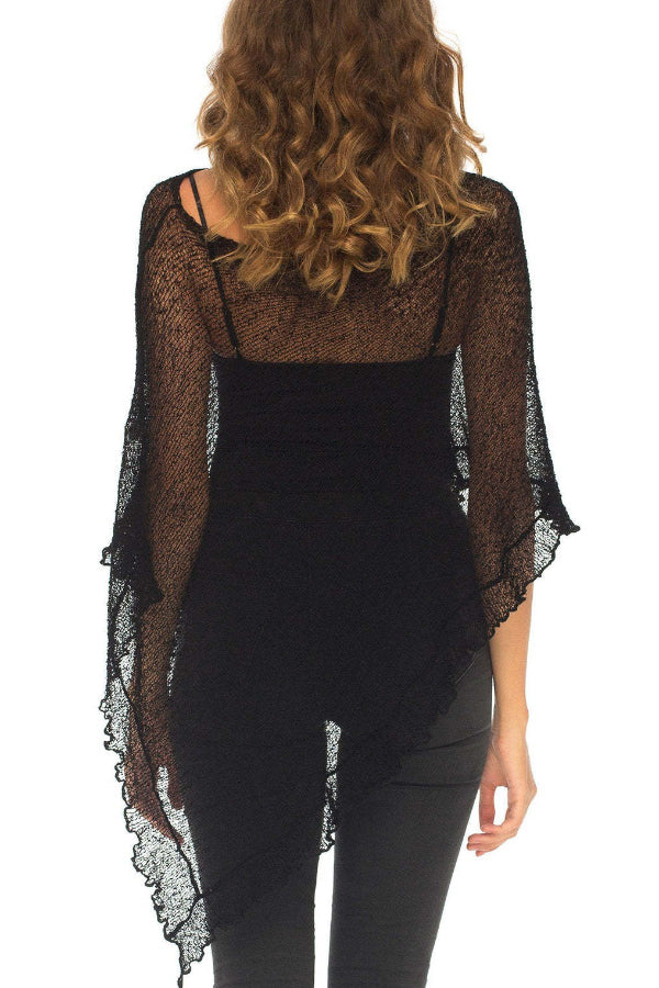 Solid Color Loose-fitting See-through Irregular Casual Cover-up