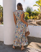 Rhea Printed High Low Pocketed Tie Maxi Dress FINAL