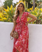 Belladonna High Low Pocketed Tie Maxi Dress Raspberry FINAL