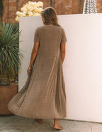 Hot Springs Button Down Knit Maxi Dress Mocha FINAL