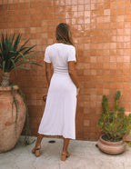 Hot Springs Button Down Knit Maxi Dress White FINAL