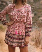 Priority Printed Tassel Dress Natural FINAL