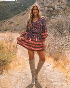 Priority Printed Tassel Dress Chocolate FINAL