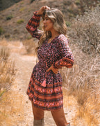 Priority Printed Tassel Dress Chocolate FINAL
