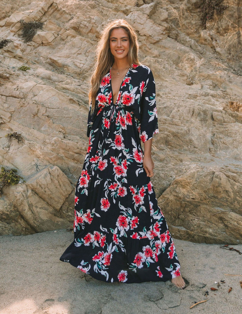 Kaydence Floral Kimono Tie Maxi Dress FINAL