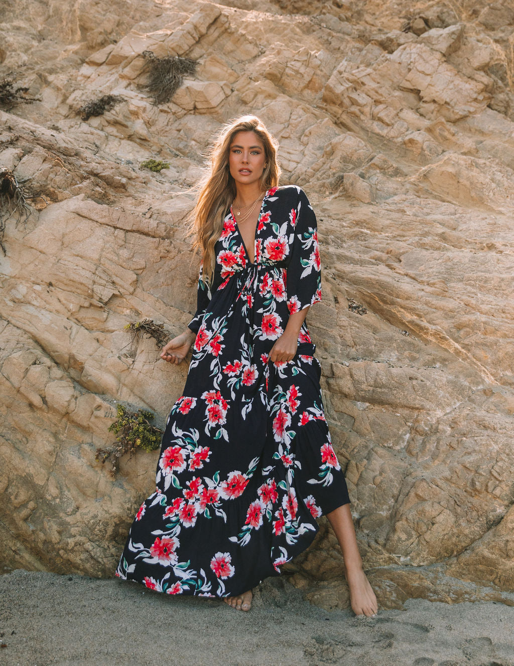 Kaydence Floral Kimono Tie Maxi Dress FINAL